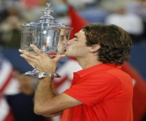 yapboz Roger Federer bir kupa katiyen